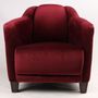 Fauteuils - Fauteuil Gentleman en velours rouge vin – Élégance et confort intemporel - JP2B DECORATION