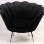 Armchairs - Fleur Velvet Armchair in Black – Floral Elegance and Comfort - JP2B DECORATION