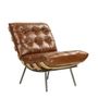 Fauteuils - Fauteuil Jansen cuir vieilli, style vintage années 70, pieds métal - JP2B DECORATION