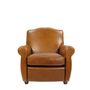 Armchairs - Charleston Club Chair, Havana leather, rounded back, classic design - JP2B DECORATION