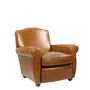 Fauteuils - Fauteuil Club Charleston cuir Havana, dossier arrondi, style classique - JP2B DECORATION