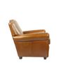 Fauteuils - Fauteuil Club Charleston cuir Havana, dossier arrondi, style classique - JP2B DECORATION