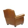 Fauteuils - Fauteuil Club Charleston cuir Havana, dossier arrondi, style classique - JP2B DECORATION