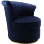 Fauteuils - Fauteuil Swan Bleu - Design compact et pivotant en velours - JP2B DECORATION