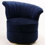 Fauteuils - Fauteuil Swan Bleu - Design compact et pivotant en velours - JP2B DECORATION