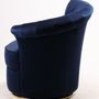 Fauteuils - Fauteuil Swan Bleu - Design compact et pivotant en velours - JP2B DECORATION