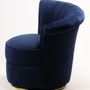 Fauteuils - Fauteuil Swan Bleu - Design compact et pivotant en velours - JP2B DECORATION