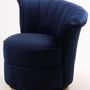 Fauteuils - Fauteuil Swan Bleu - Design compact et pivotant en velours - JP2B DECORATION
