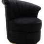 Armchairs - Swan Black Armchair - Compact and Swivel Velvet Design - JP2B DECORATION