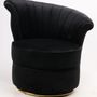 Armchairs - Swan Black Armchair - Compact and Swivel Velvet Design - JP2B DECORATION