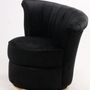 Armchairs - Swan Black Armchair - Compact and Swivel Velvet Design - JP2B DECORATION