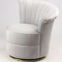 Armchairs - Swan Grey Armchair - Compact and Swivel Velvet Design - JP2B DECORATION