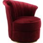 Fauteuils - Fauteuil Velours Rouge - Design compact et pivotant - JP2B DECORATION