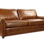Armchairs - Oregon Sofa Bed in Havana leather, convertible and elegant - JP2B DECORATION