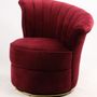 Fauteuils - Fauteuil Velours Rouge - Design compact et pivotant - JP2B DECORATION