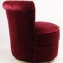 Fauteuils - Fauteuil Velours Rouge - Design compact et pivotant - JP2B DECORATION