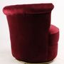 Fauteuils - Fauteuil Velours Rouge - Design compact et pivotant - JP2B DECORATION