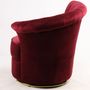 Fauteuils - Fauteuil Velours Rouge - Design compact et pivotant - JP2B DECORATION