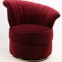 Fauteuils - Fauteuil Velours Rouge - Design compact et pivotant - JP2B DECORATION