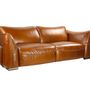 Armchairs - Wheter Sofa in Havana Leather, 3-Seater, Robust and Elegant Design - JP2B DECORATION