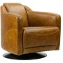 Armchairs - Gentleman swivel armchair in genuine leather, vintage and elegant design - JP2B DECORATION