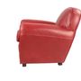 Armchairs - Red leather Club Chair, timeless design, round back - JP2B DECORATION