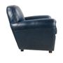 Armchairs - Blue leather Club Chair, timeless design, round back - JP2B DECORATION