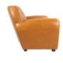 Armchairs - Tan leather Club Chair, timeless design, round back - JP2B DECORATION