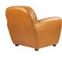 Armchairs - Tan leather Club Chair, timeless design, round back - JP2B DECORATION