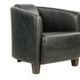 Armchairs - Georgio leather armchair, black, sleek design, compact and elegant - JP2B DECORATION