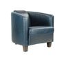Armchairs - Georgio leather armchair, blue, sleek design, compact and elegant - JP2B DECORATION