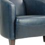 Armchairs - Georgio leather armchair, blue, sleek design, compact and elegant - JP2B DECORATION