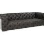 Sofas - Chester Aero Black Sofa in Leather and Aluminium, Industrial Design - JP2B DECORATION