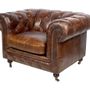 Armchairs - Chesterfield Cigar Armchair in Leather - Vintage Design and Unmatched Comfort - JP2B DECORATION