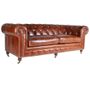 Sofas - Chesterfield Cigar 3-Seater Leather Sofa - Classic Design and Comfort - JP2B DECORATION