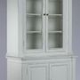 Bibliothèques - Buffet 2 corps en bois blanc vieilli, design rustique, 215 cm - JP2B DECORATION