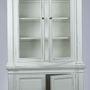 Bibliothèques - Buffet 2 corps en bois blanc vieilli, design rustique, 215 cm - JP2B DECORATION