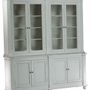 Bibliothèques - Buffet 2 corps en bois blanc vieilli, design rustique, 215 cm - JP2B DECORATION