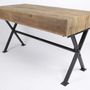 Desks - Industrial desk in metal and recycled wood, 150 cm, 3 drawers, vintage style - JP2B DECORATION