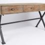 Desks - Industrial desk in metal and recycled wood, 150 cm, 3 drawers, vintage style - JP2B DECORATION