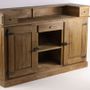 Buffets - Comptoir en bois recyclé, 180 cm, 3 tiroirs, style industriel vintage - JP2B DECORATION