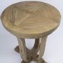 Dining Tables - Elm wood pedestal table, 78 cm, vintage natural style - JP2B DECORATION