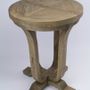 Dining Tables - Elm wood pedestal table, 78 cm, vintage natural style - JP2B DECORATION
