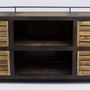 Sideboards - Industrial sideboard in metal and recycled wood, 170 cm, vintage style - JP2B DECORATION