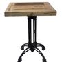 Dining Tables - Square pedestal table in cast iron and recycled wood, 70 cm, industrial vintage style - JP2B DECORATION