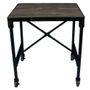 Other tables - Industrial side table, black metal and wood, 62 cm - JP2B DECORATION