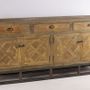 Buffets - Enfilade industrielle en métal et bois recyclé, 180 cm, 3 tiroirs, style vintage - JP2B DECORATION