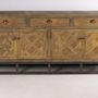 Buffets - Enfilade industrielle en métal et bois recyclé, 180 cm, 3 tiroirs, style vintage - JP2B DECORATION