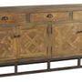 Buffets - Enfilade industrielle en métal et bois recyclé, 180 cm, 3 tiroirs, style vintage - JP2B DECORATION