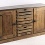 Sideboards - Industrial sideboard in recycled wood, 160 cm, 3 drawers, vintage style - JP2B DECORATION